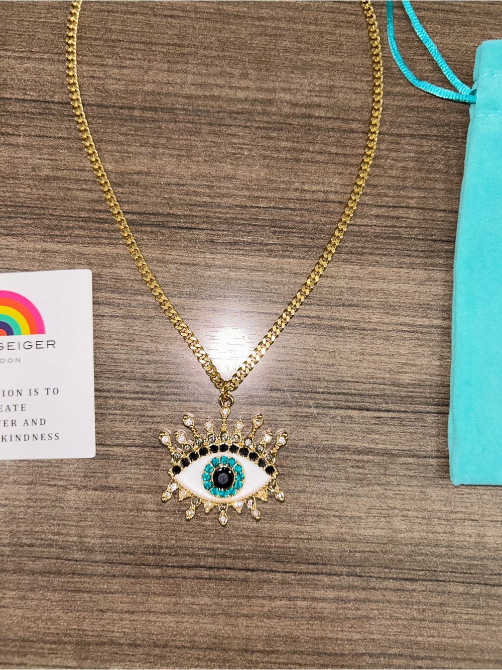 Kurt Geiger London Evil Eye Pendant Necklace With care card &dustbag NWT
